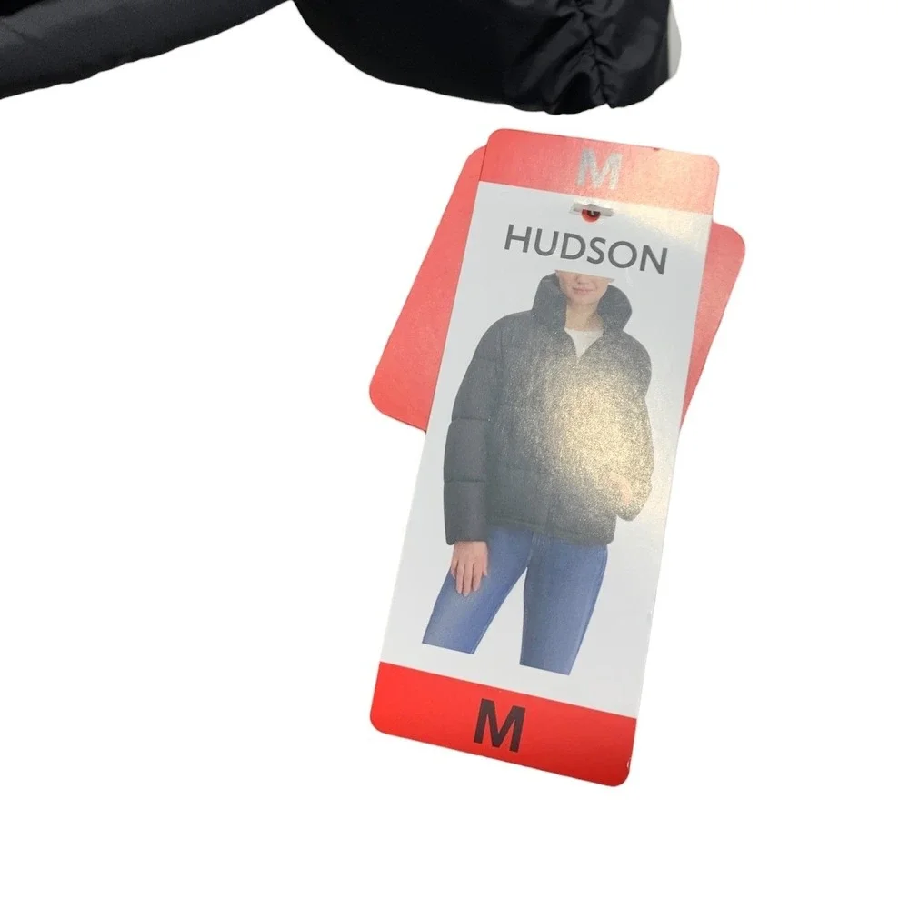 HUDSON Black Puffer Jacket Stand Collar Full Zip Women's Size Medium‎